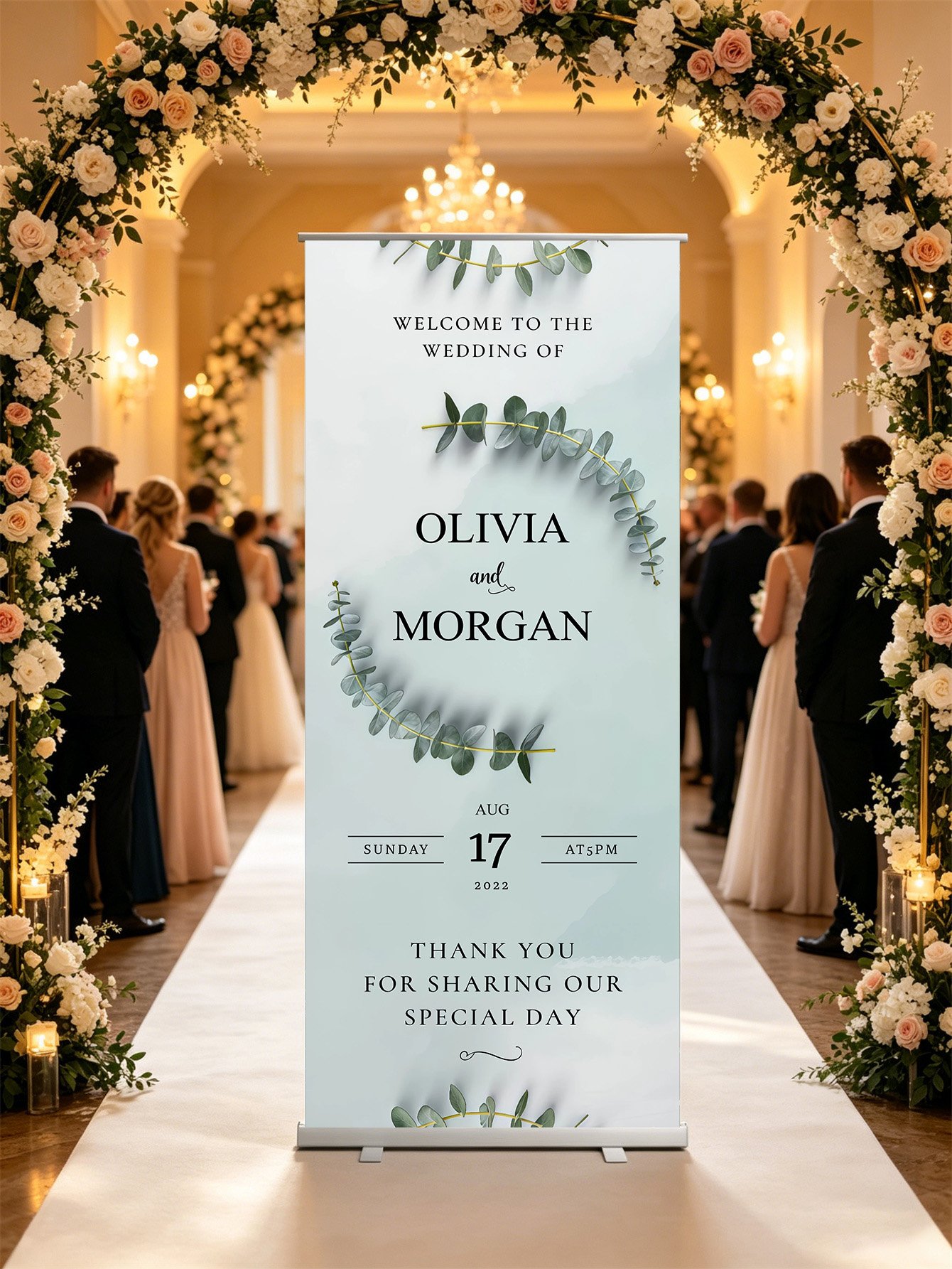 Customized wedding retractable banners - personalized photo wedding welcome signs, reception decorations and background curtains